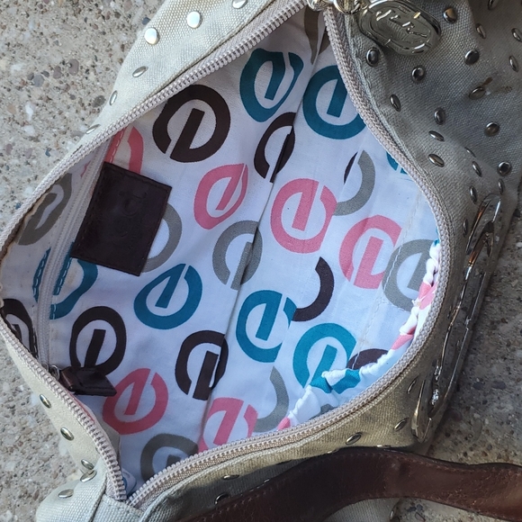 Ecko Red Adjustable Shoulder Bag Studs Rhino Logo Brown Tan Beige - Picture 5 of 11